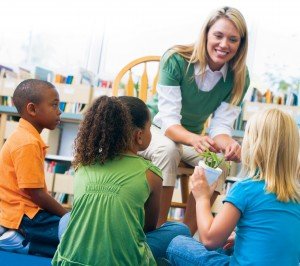 Teacher with kids
