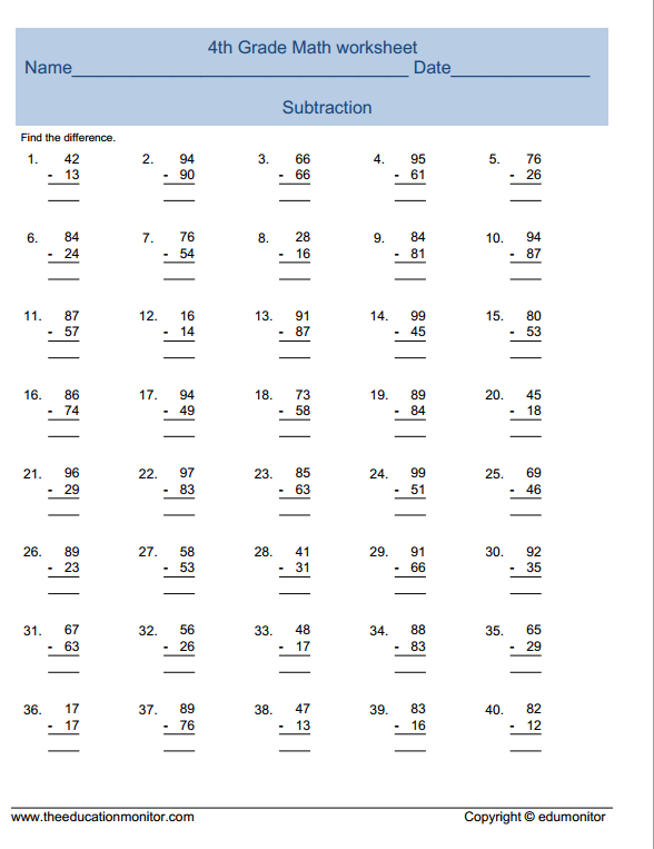 4th Grade Math - EduMonitor