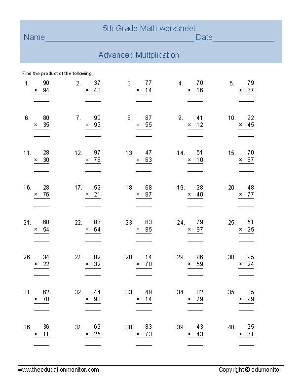 Advanced Multiplication - EduMonitor | Science, Math, Language Arts