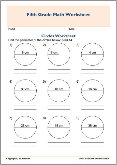 Circle Perimeter Worksheet - EduMonitor