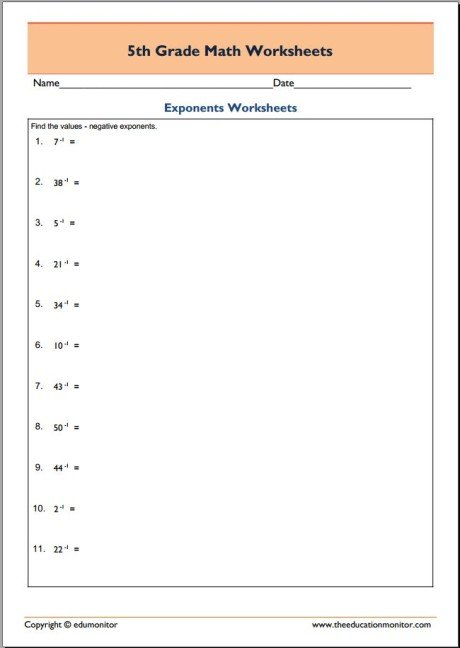 Free Printable 5th Grade Math Worksheets in pdf - EduMonitor | Science ...