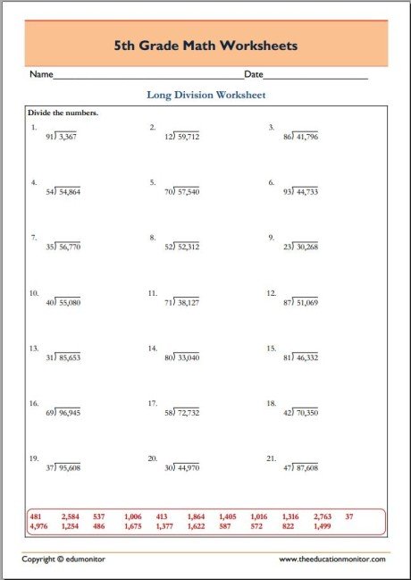 5th Grade Long Division Math - EduMonitor | Science, Math, Language Arts