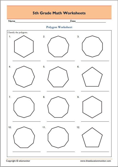 5th Grade Geometry Math Worksheets - Polygons - EduMonitor