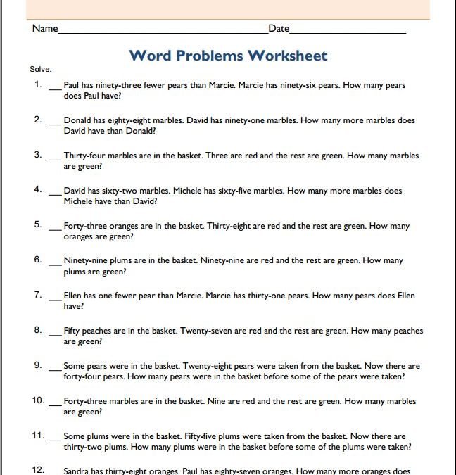 5th Grade Subtraction Math Worksheets