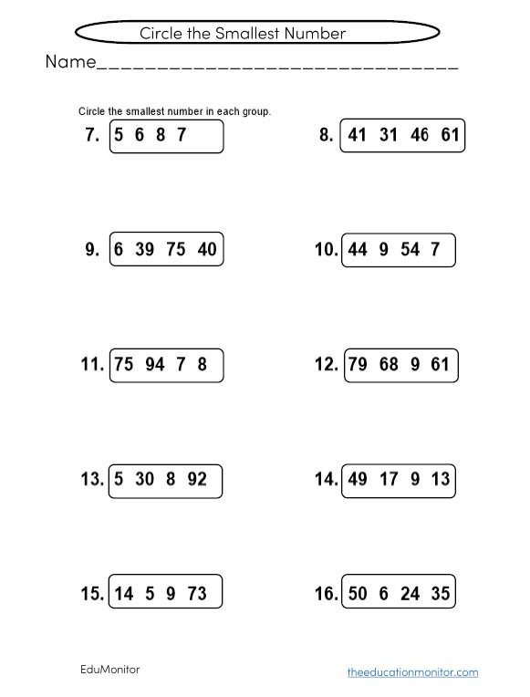 Ordering Numbers and Comparing Numbers-