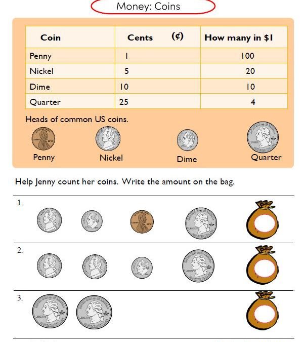 Counting Coins 2nd Grade Worksheets