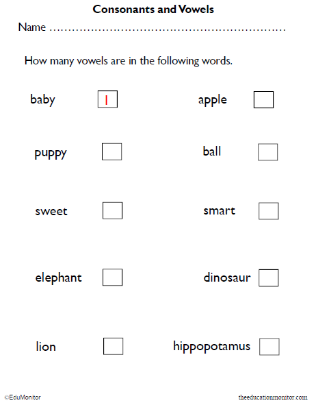 Vowels & Consonants Worksheets for Kids PDF - EduMonitor