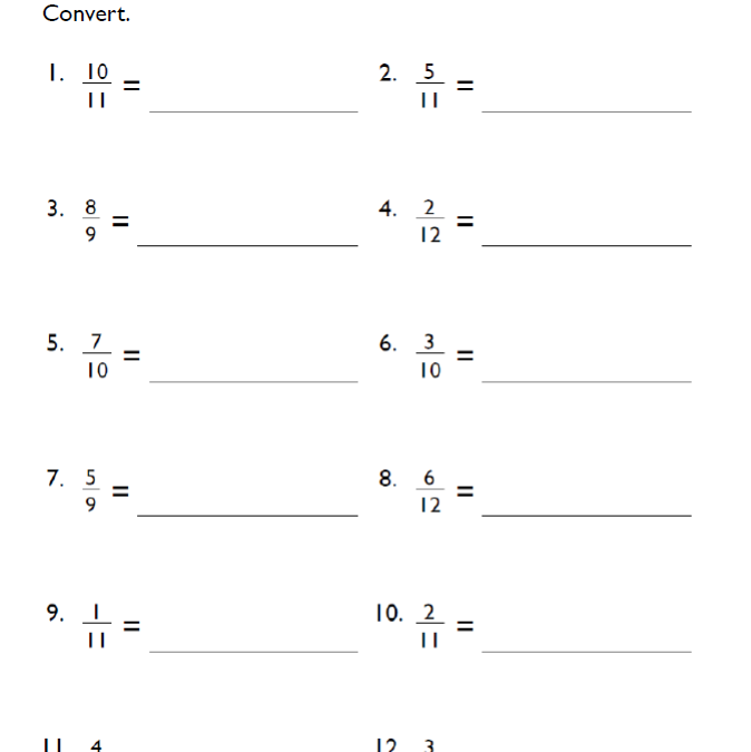 Converting Fractions to Decimals pdf