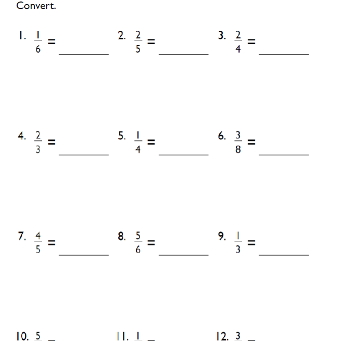 4th-Grade Converting Fractions to Decimals