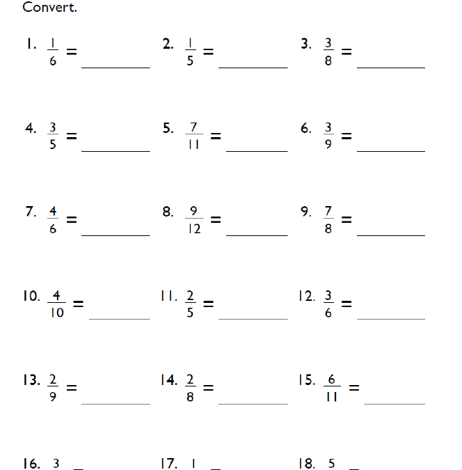 4th-Grade Converting Fractions to Decimals Worksheet