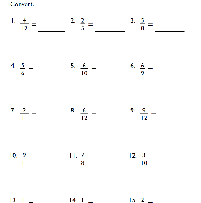 Grade 4 Converting Fractions to Decimals