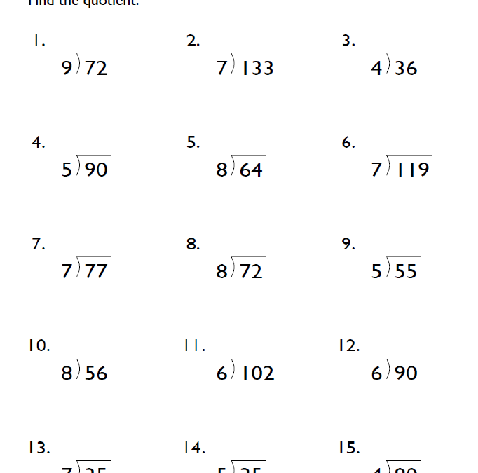 Fourth Grade Division Worksheets