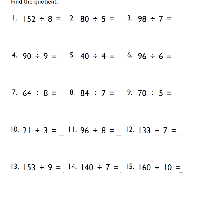 4th Grade Division Worksheet