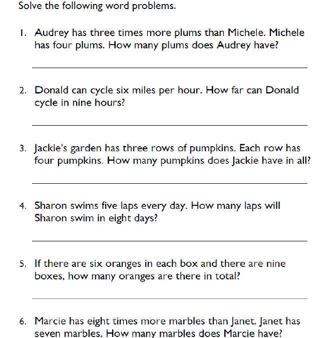 Multiplication Word Problems Pdf