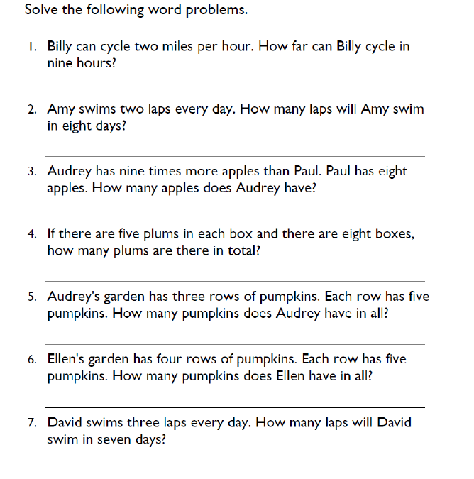 Word Problems Math Worksheet for 4th Grade