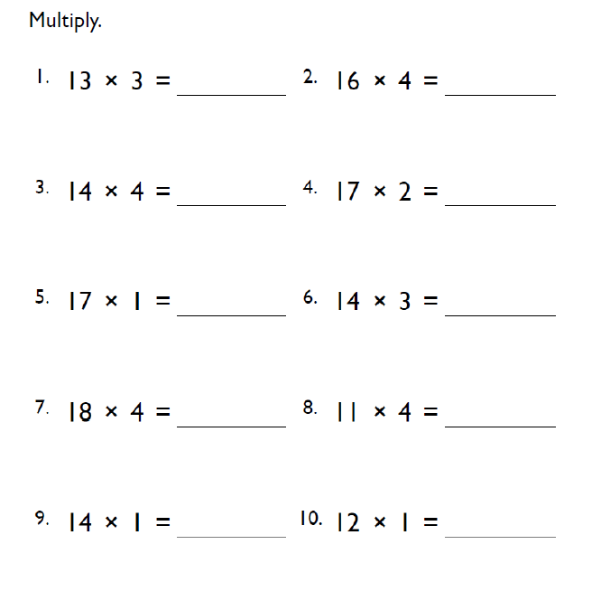Grade 4 Multiplication Worksheet