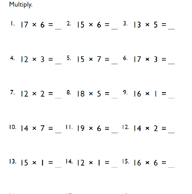 Grade 4 Multiplication Worksheets