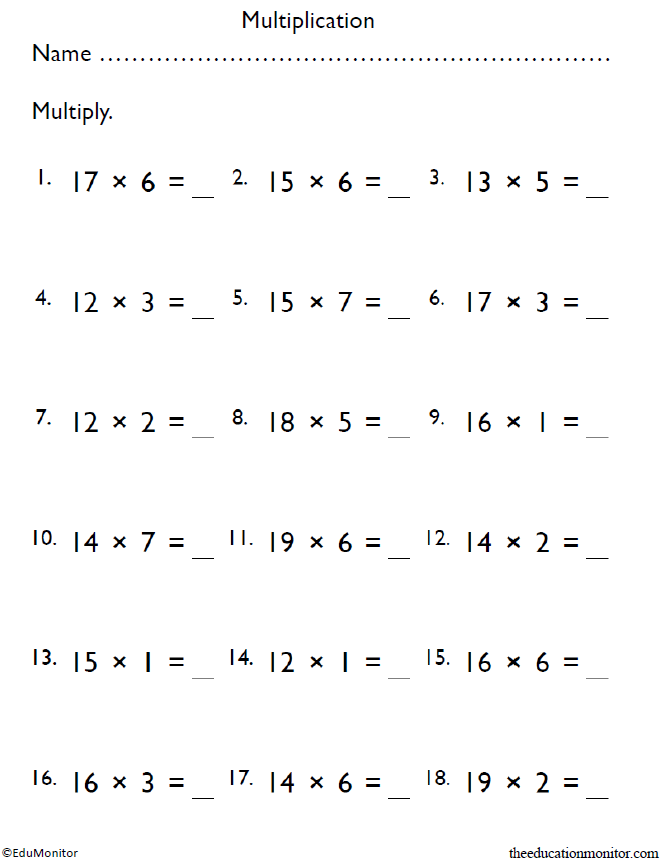 Grade 4 Multiplication Worksheets