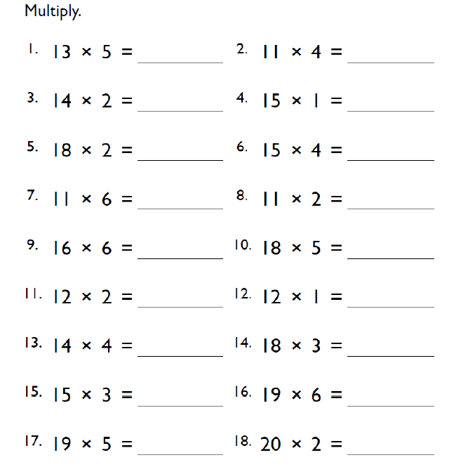 Fourth Grade Multiplication Worksheets