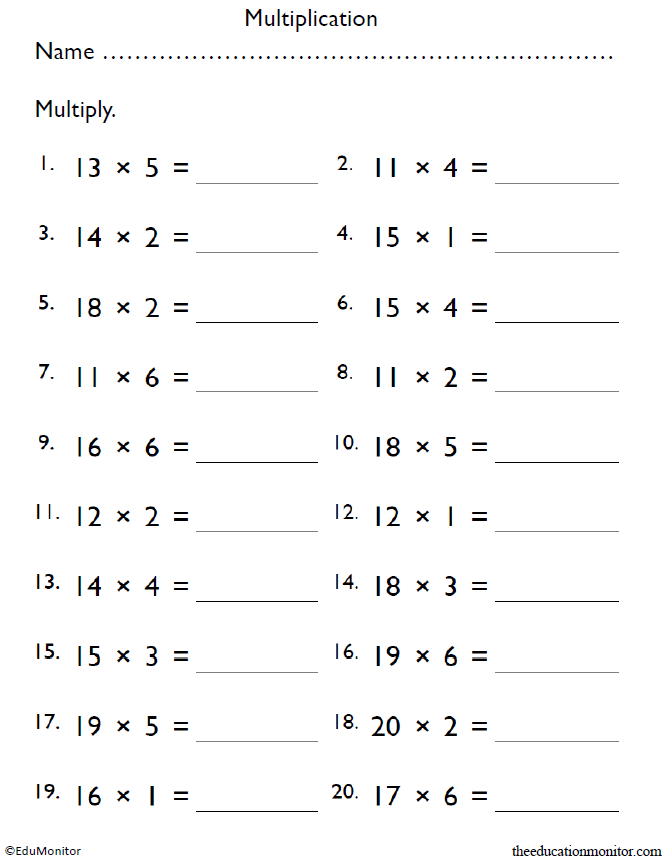 Fourth Grade Multiplication Worksheets - EduMonitor