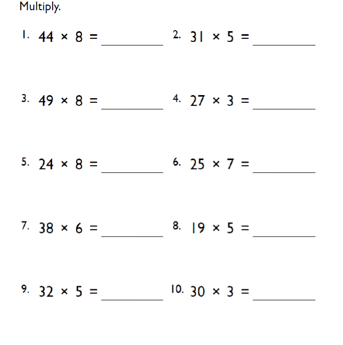 Grade 4 Multiplication Worksheet