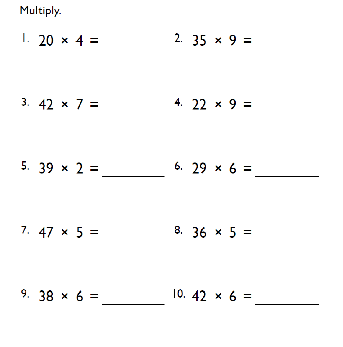 Fourth Grade Multiplication Worksheet