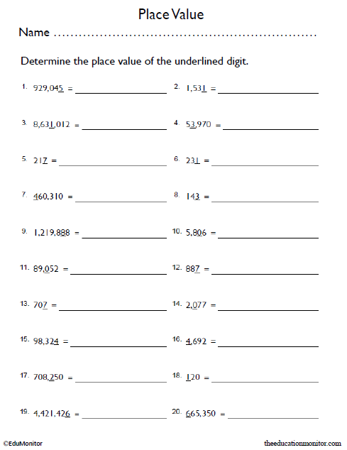 Free 4th Grade Place Value Math Worksheets - EduMonitor | Science, Math ...