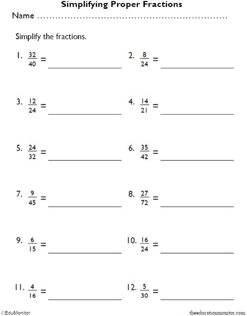 Grade 4 Simplifying Fractions Worksheets - EduMonitor | Science, Math ...