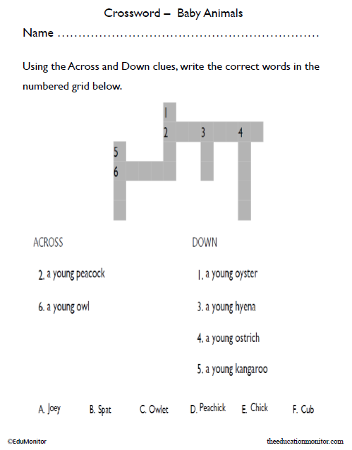 Crossword Puzzle Fun Activity for Kids