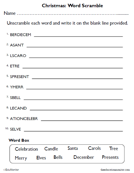 Word Scramble Worksheets Word Scramble Worksheets
