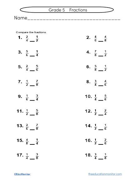 Fractions grade 5 worksheets for kids Fractions grade 5 worksheets for kids
