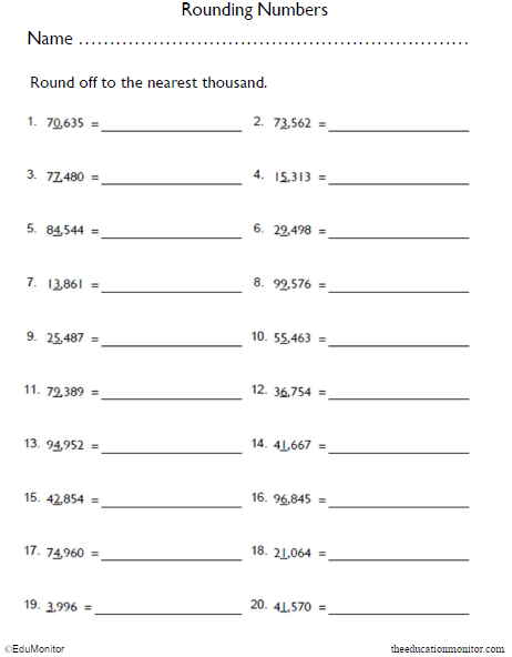 Grade 5 Rounding Numbers Math Worksheet - EduMonitor