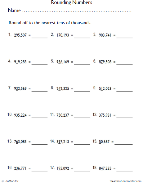 Rounding Numbers Worksheet for Grade 5 - EduMonitor | Science, Math ...