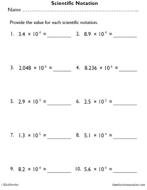 Grade 5 Scientific Notation Worksheets - EduMonitor