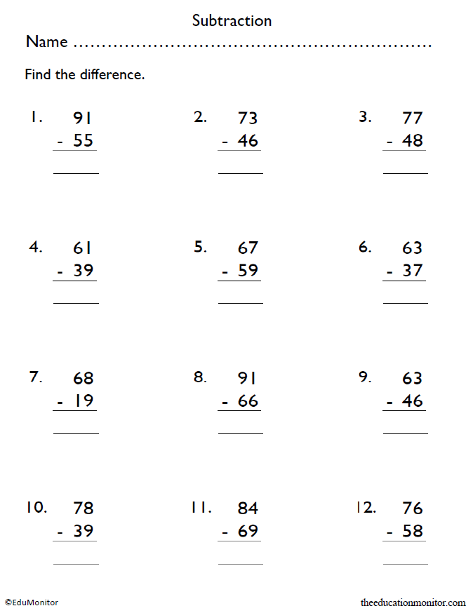 5th Grade subtraction math worksheets 5th Grade subtraction math worksheets