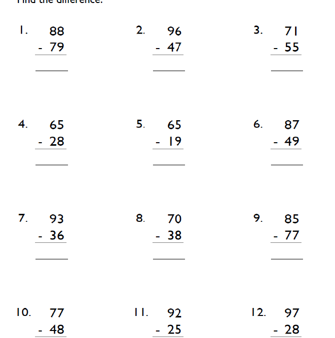 Grade 5 Subtraction Worksheet