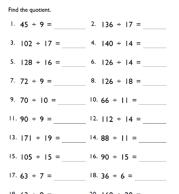 Fifth Grade Division Worksheet