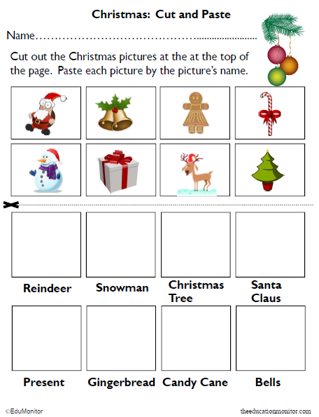 Christmas Cut and Paste Worksheets for Kindergarten - EduMonitor ...