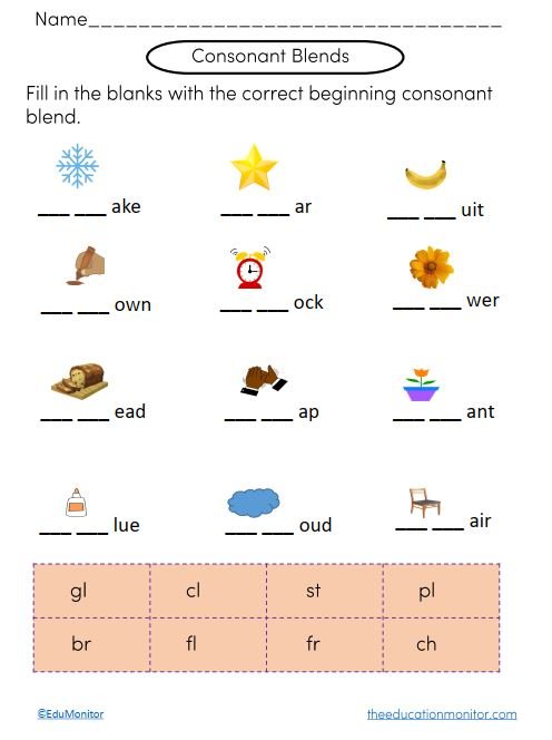 Consonant Blends Phonics Worksheets - EduMonitor