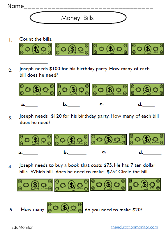 Consumer Math Counting Money Worksheets Consumer Math Counting Money Worksheets
