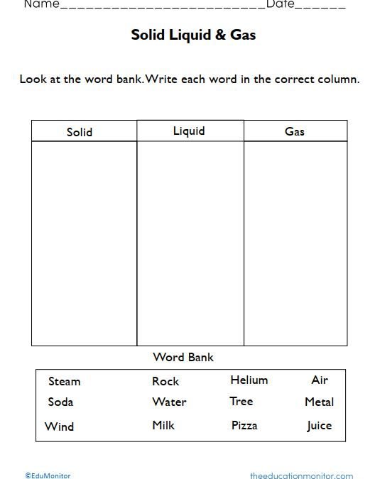Three States of Matter Worksheets  I States of Matter pdf