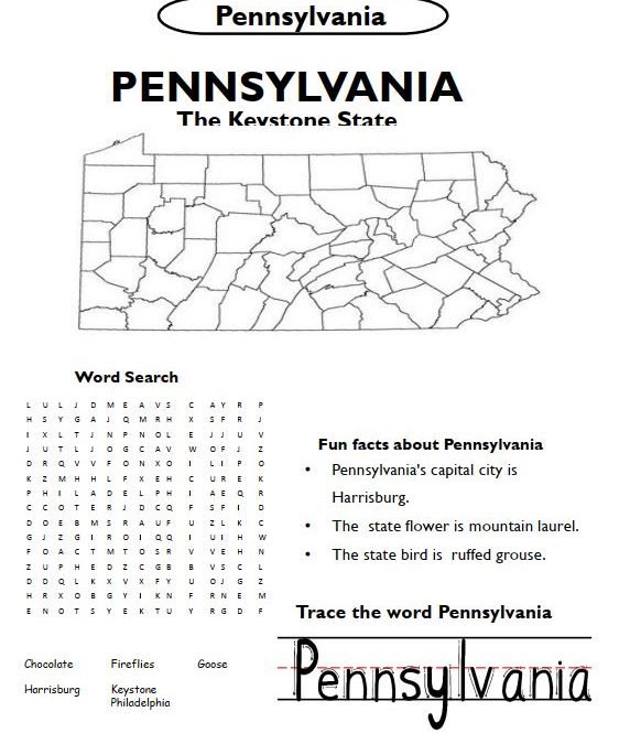 Free Pennsylvania Worksheets pdf I Pennslyvania Map