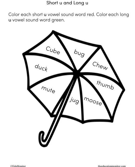 Short u vowel sound I Phonics worksheets