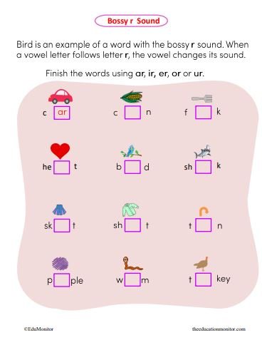 R-controlled Vowels I Phonics Worksheets