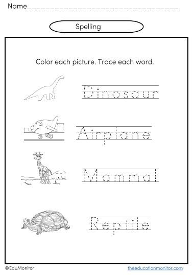 Kindergarten spelling printables pdf