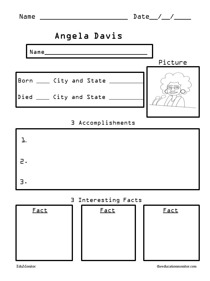 Angela Davis Free Biography Worksheets