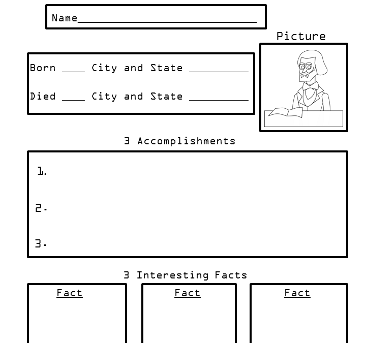 Free Biography Worksheets Printable for 3rd Grade