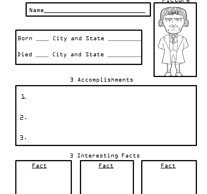 President Thomas Jefferson Biography Worksheet for Kids