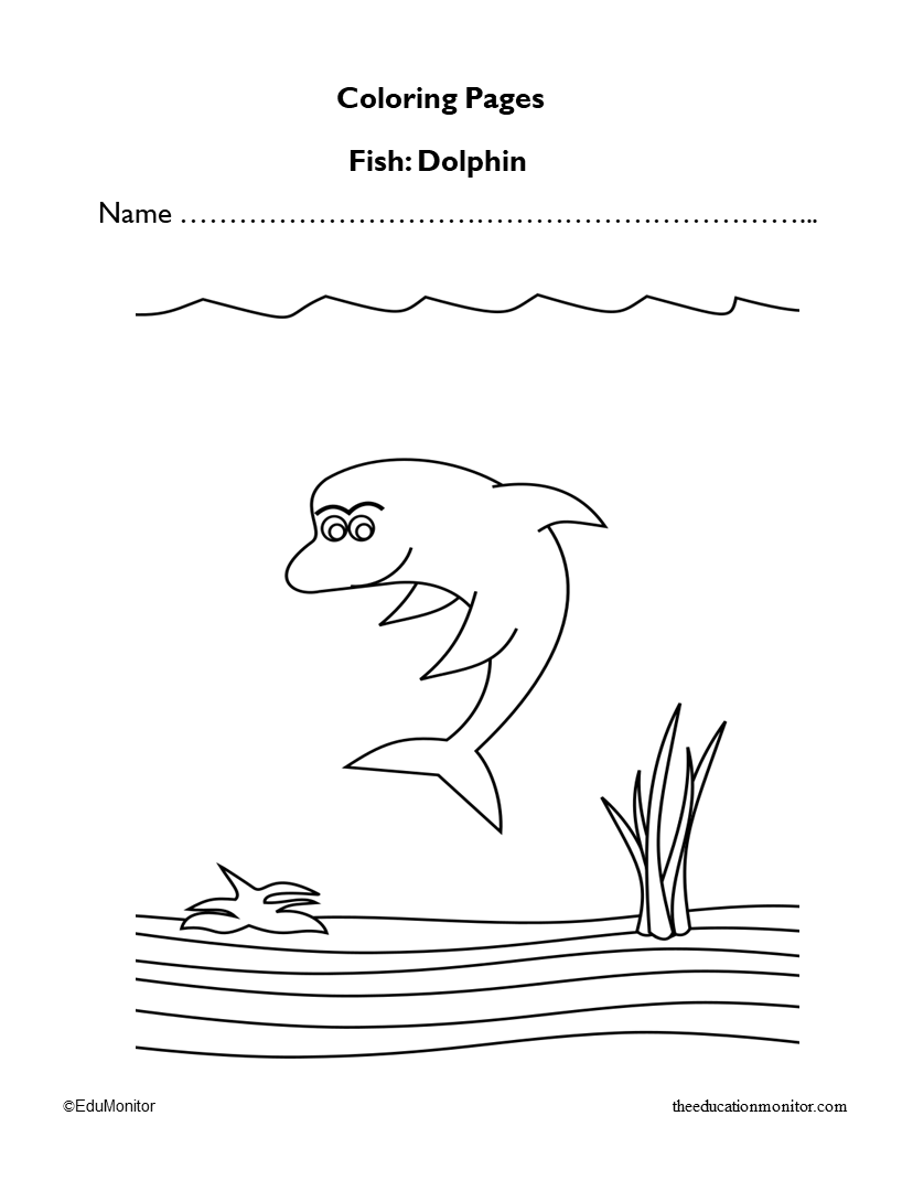 Dolphin Fish Coloring Pages Worksheet for Preschool_EduMonitor-1 coloring pages preschool I EduMonitor