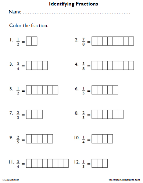 Free Fractions Math Worksheets